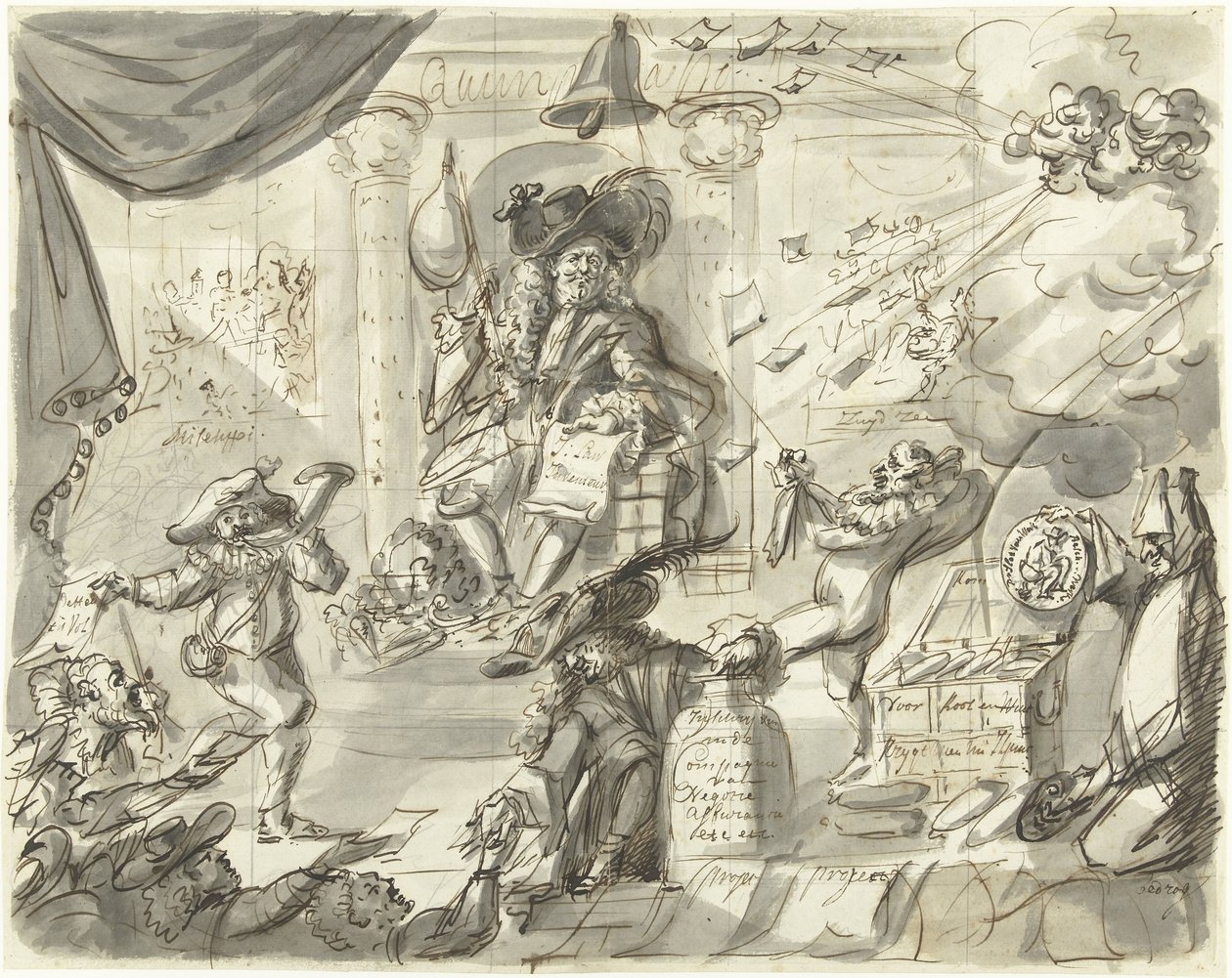 Quincampoix o el gran vendedor de viento y coles, 1720
La gran escena de la locura (piezas adicionales) (título de la serie) de Anonymous