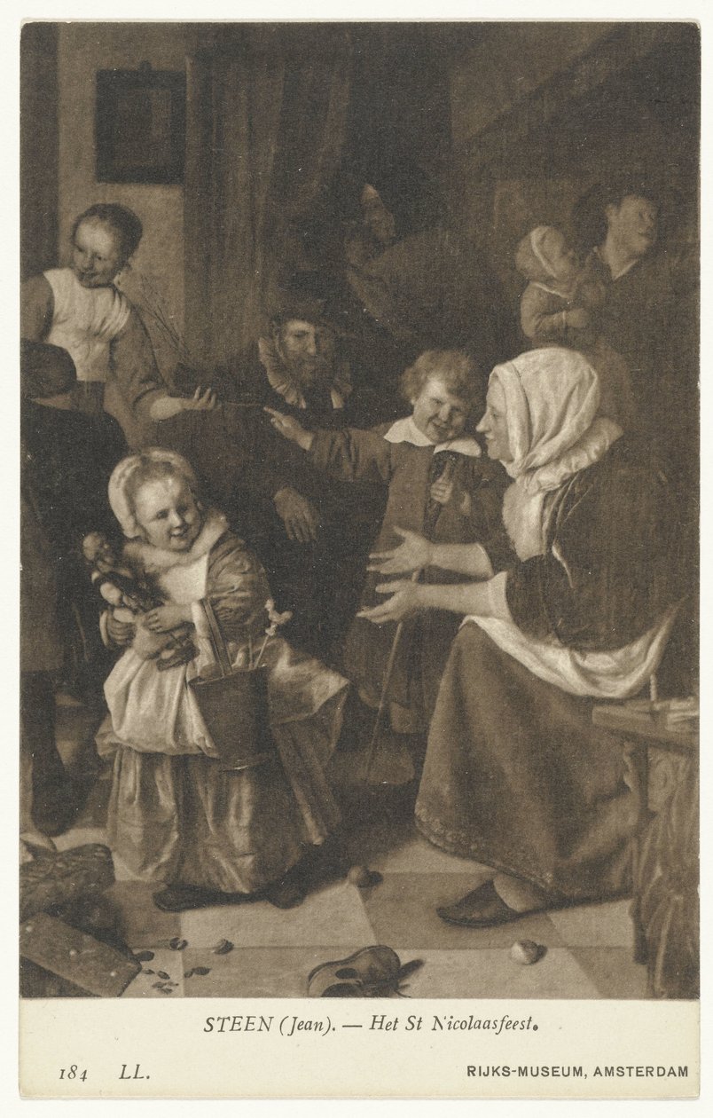 Reproducción del cuadro La fiesta de San Nicolás de Jan Steen La Fiesta de San Nicolás (título sobre el objeto) Rijks-Museum, Ámsterdam (título de la serie) de Anonymous
