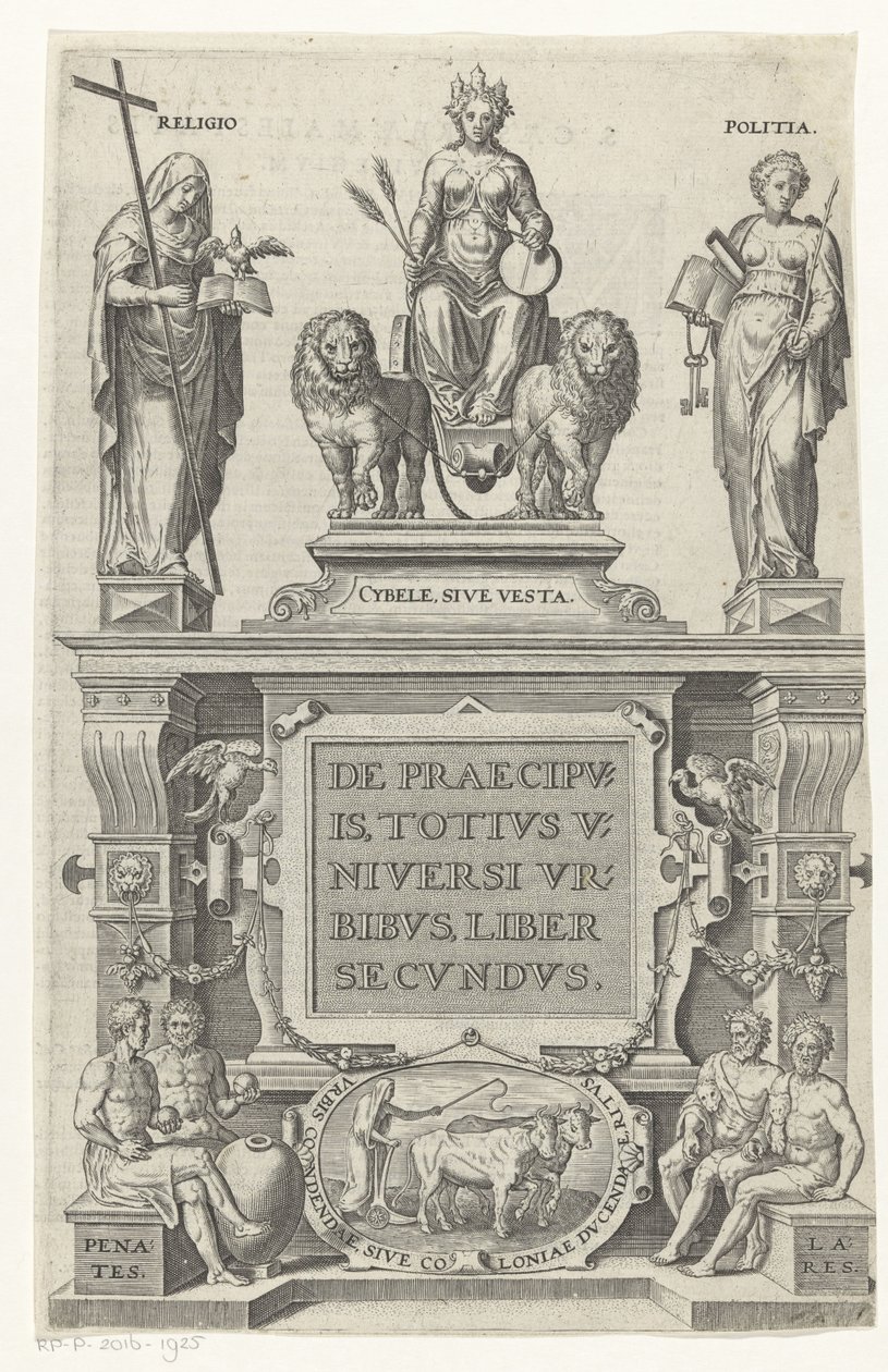 Rea, Religión, Bestuur en huisgoden Titelpagina voor: Georg Braun en Franz Hogenberg, Sobre las principales ciudades del universo entero, segundo libro, s.a. de Anonymous