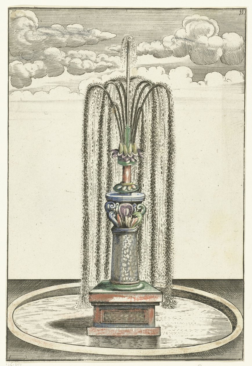 Lavabo redondo con columna corta Architectura Curiosa Nova (título de la serie) de Anonymous