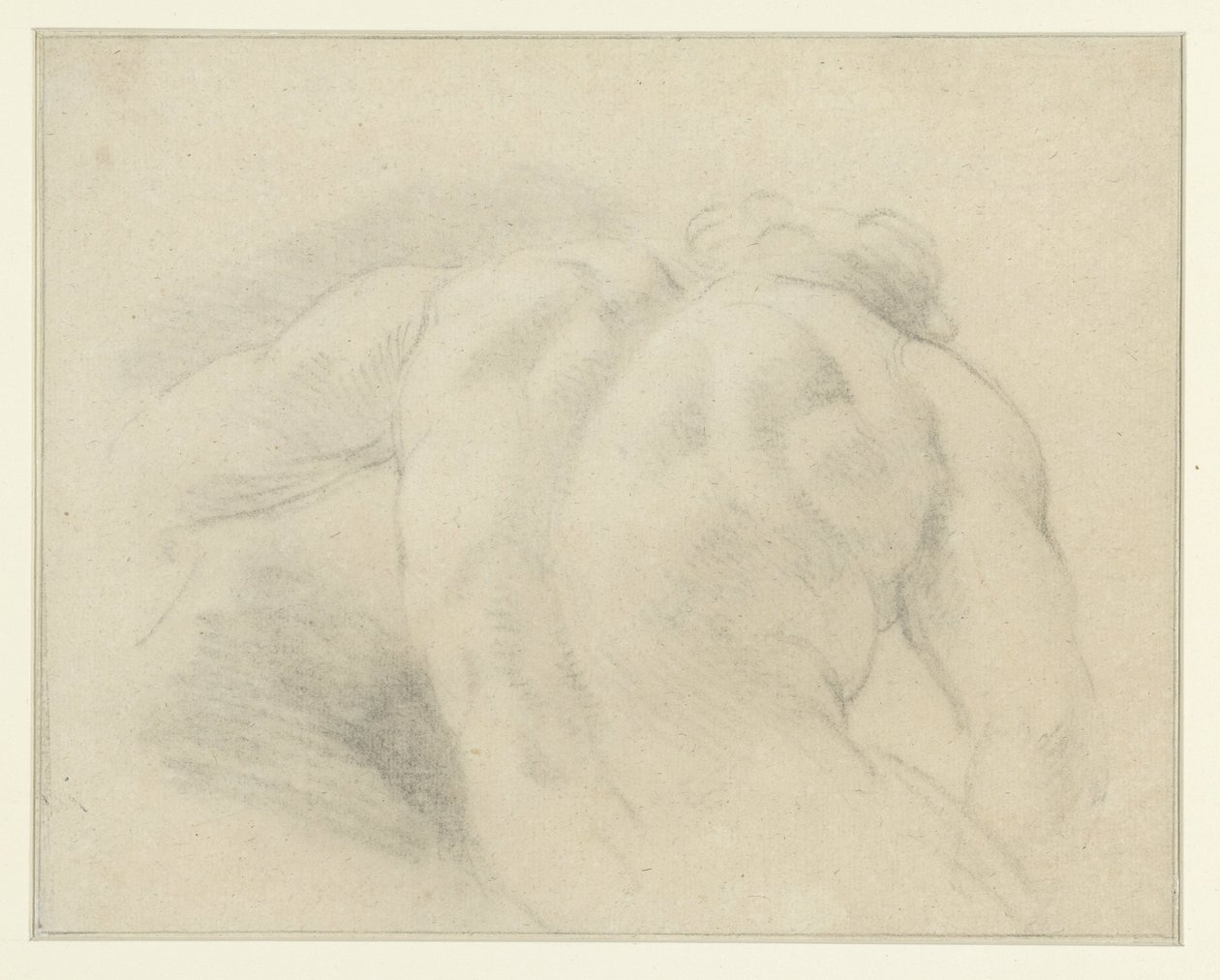Estudio de espalda de una figura masculina desnuda de Anonymous