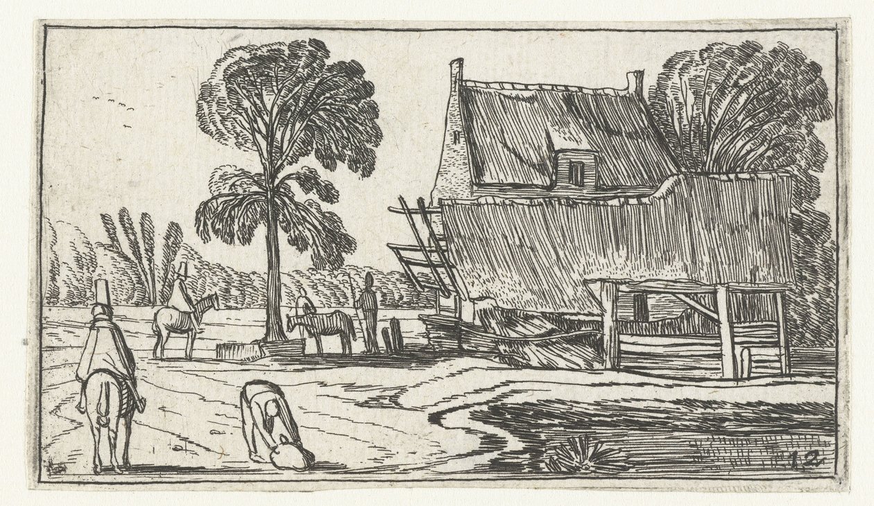 Jinete en el camino a lo largo de una granja Paisajes después de Esaias van de Velde (título de la serie) de Anonymous