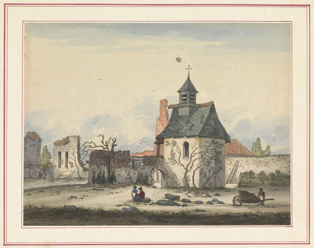 Ruinas de Hougoumont Siete platos de Waterloo y sus alrededores (título de la serie) de Anonymous