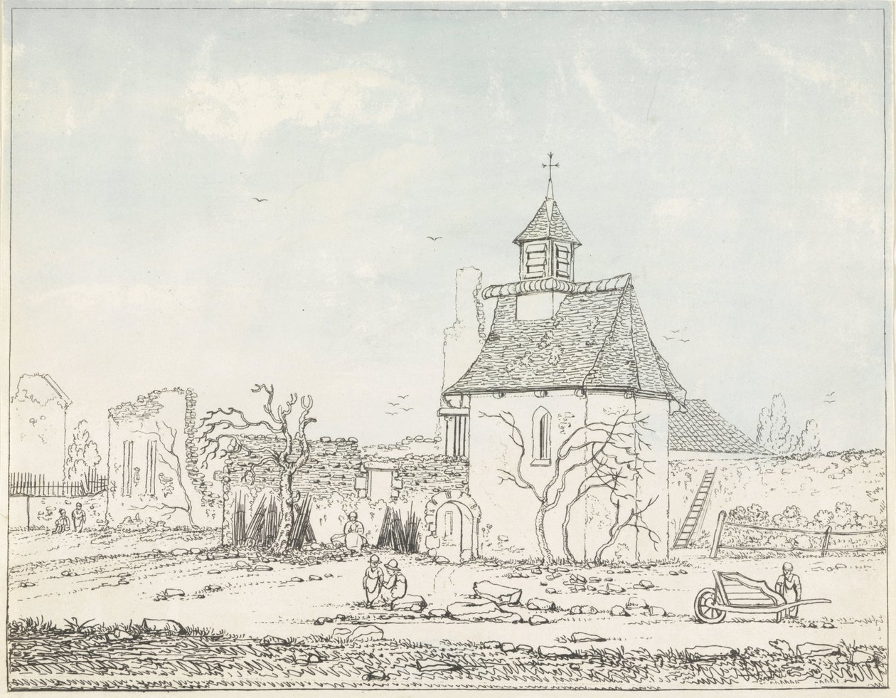 Ruinas de Hougoumont Siete platos de Waterloo y sus alrededores (título de la serie) de Anonymous