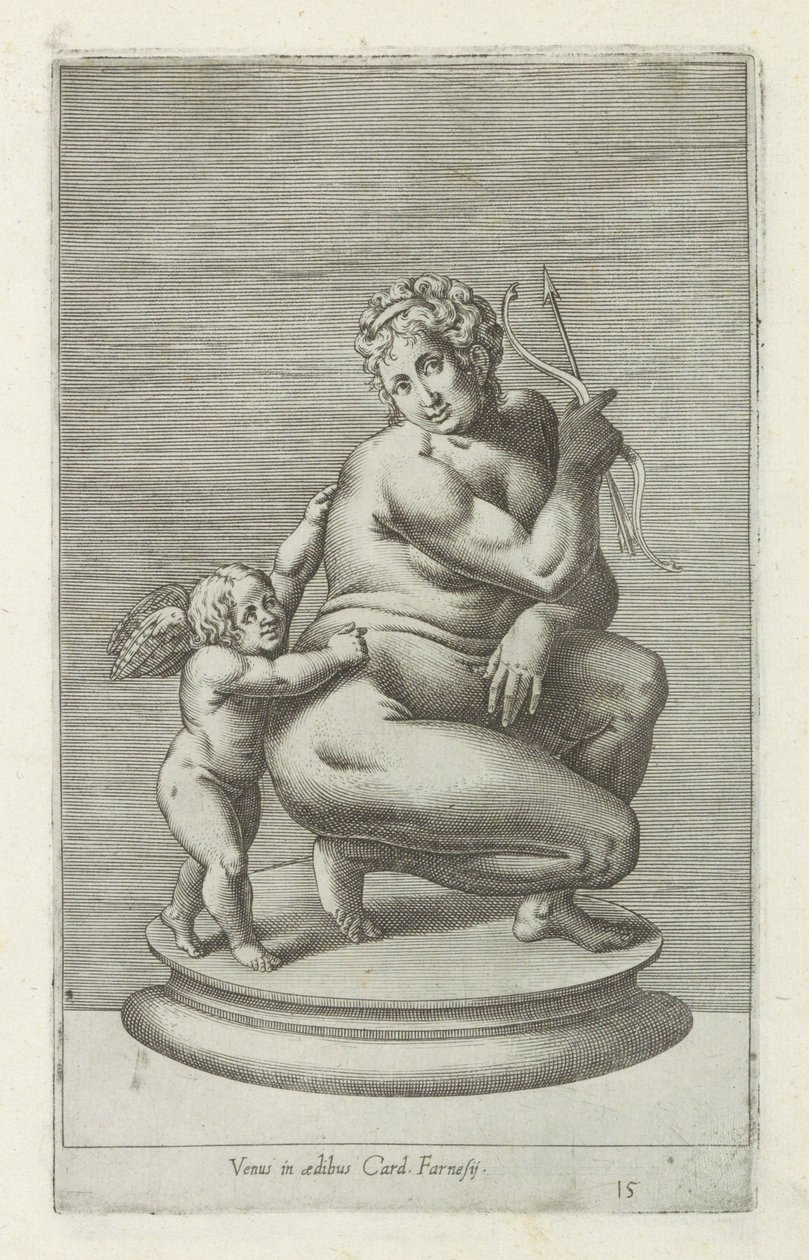 Escultura de Venus en Amor Venus en la casa del Card. Farnese (título sobre el objeto) Antieke sculptn en Roma (título de la serie) Los íconos de las estatuas antiguas de la ciudad de Roma que se ven en lugares públicos (título de la serie) de Anonymous