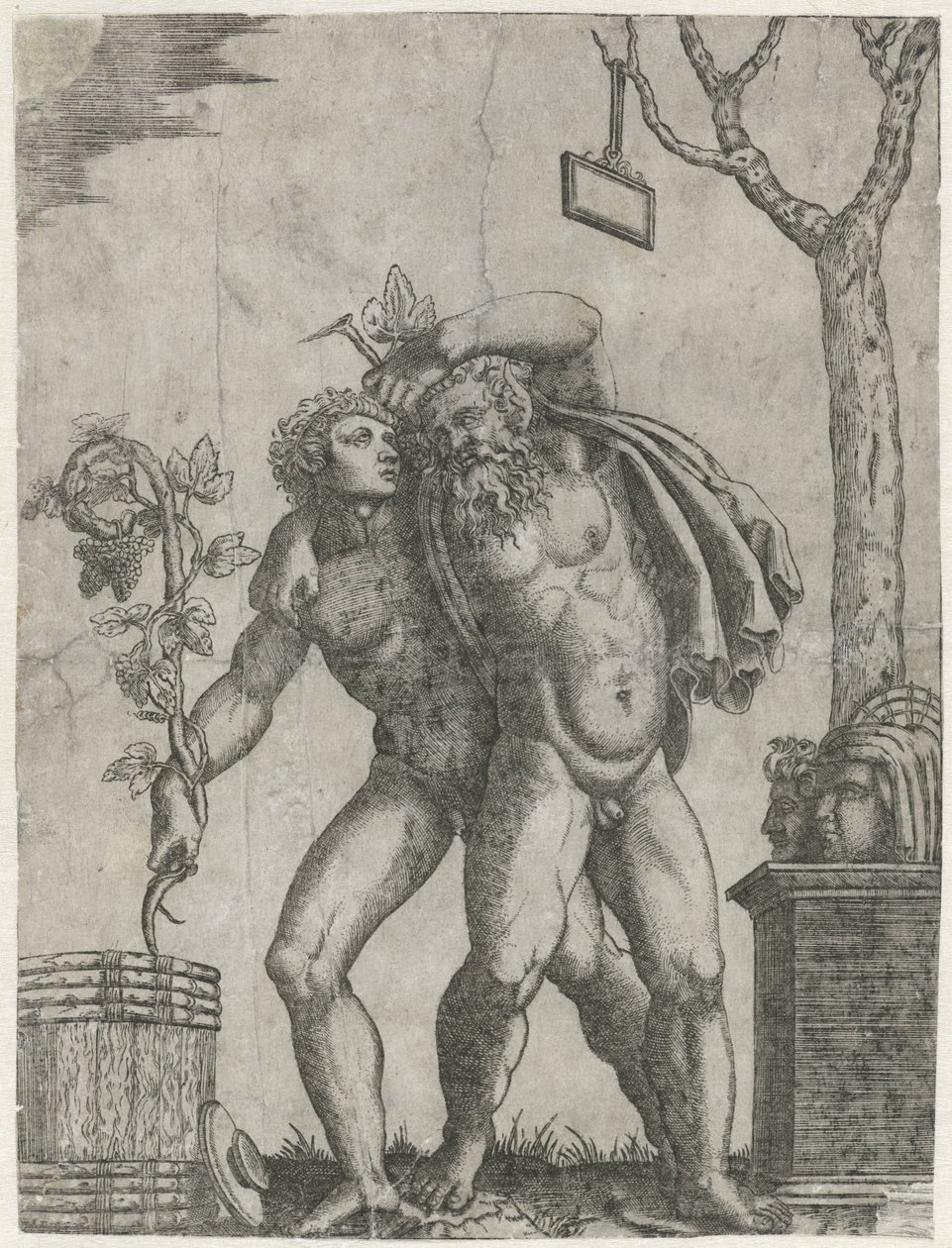 Silenus apoyado por una joven bacante de Anonymous