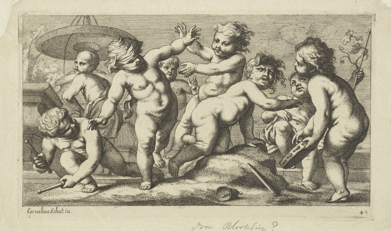 Putti jugando junto a una fuente Playing putti (título de la serie) de Anonymous