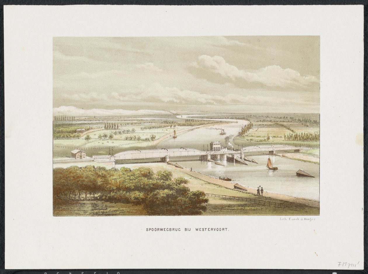 Puente ferroviario en Westervoort, 1846 Puente ferroviario en Westervoort (título sobre objeto) Los principales puentes ferroviarios de los Países Bajos (título de la serie) de Anonymous