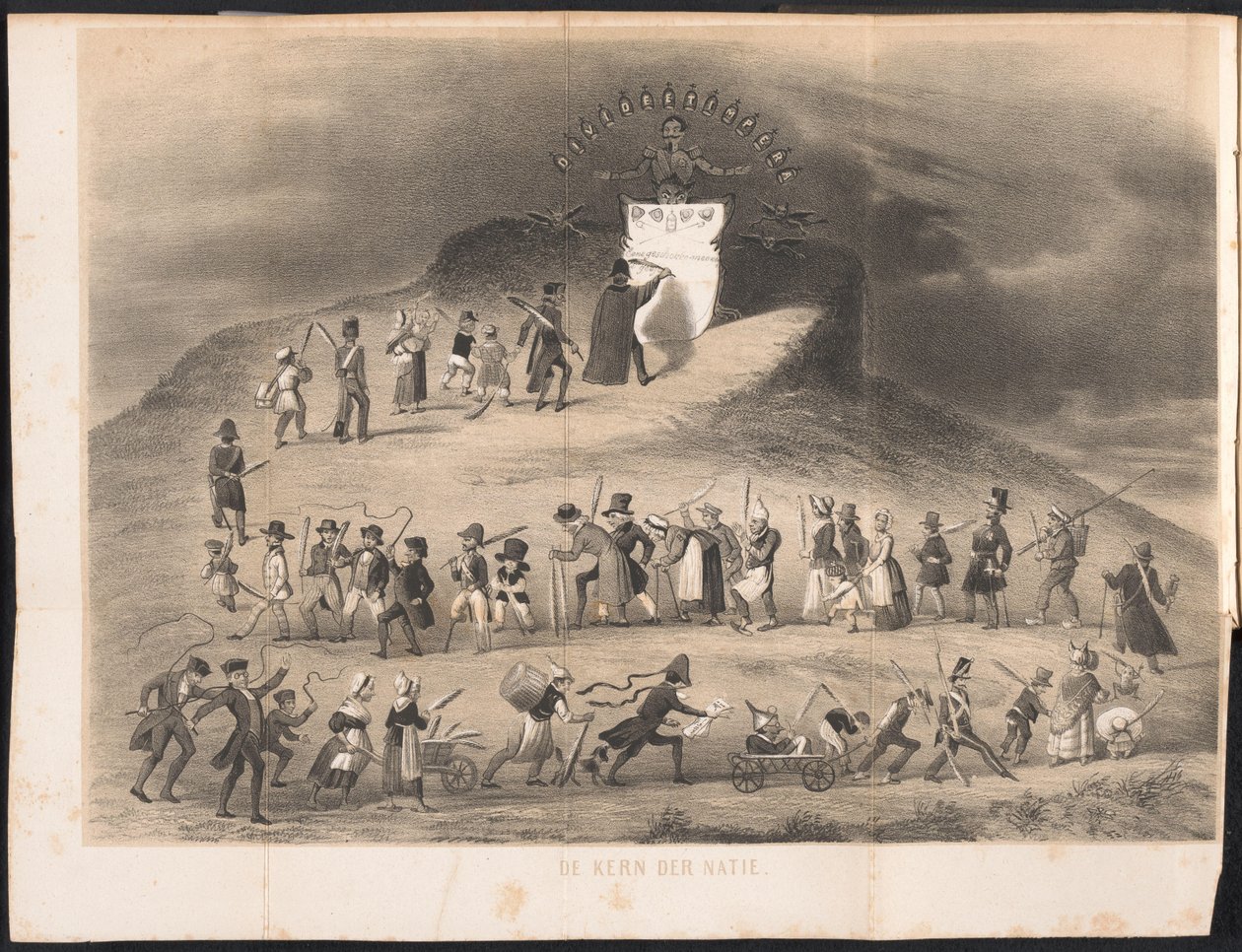 Caricatura en el almanaque estudiantil de Leiden, 1854 El núcleo de la nación (título sobre el objeto) de Anonymous