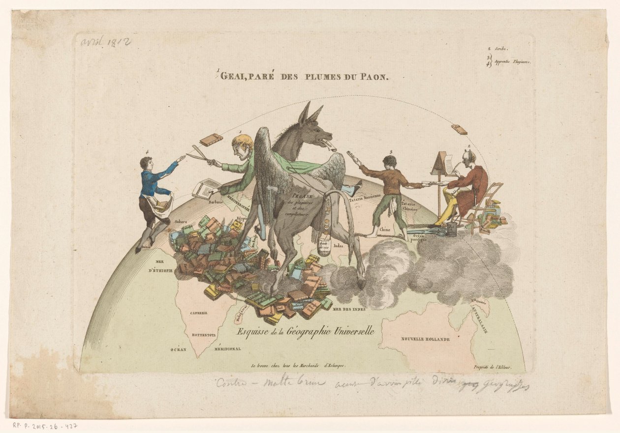 Spotprent op de Geographies Universelle van Conrad Malthe-Brun
Esbozo de la Geografía Universal (título en el objeto) de Anonymous