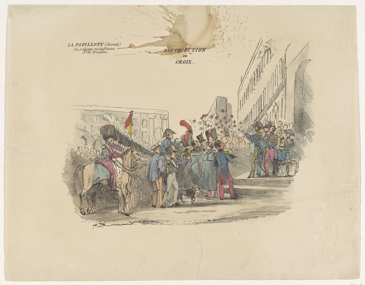 Caricatura que representa la distribución de cruces honoríficas belgas, 1834 Distribution de Croix (título sobre objeto) de Anonymous