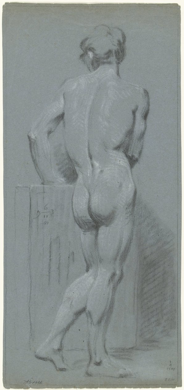 Desnudo masculino de pie, visto de espaldas, ligeramente a la derecha de Anonymous