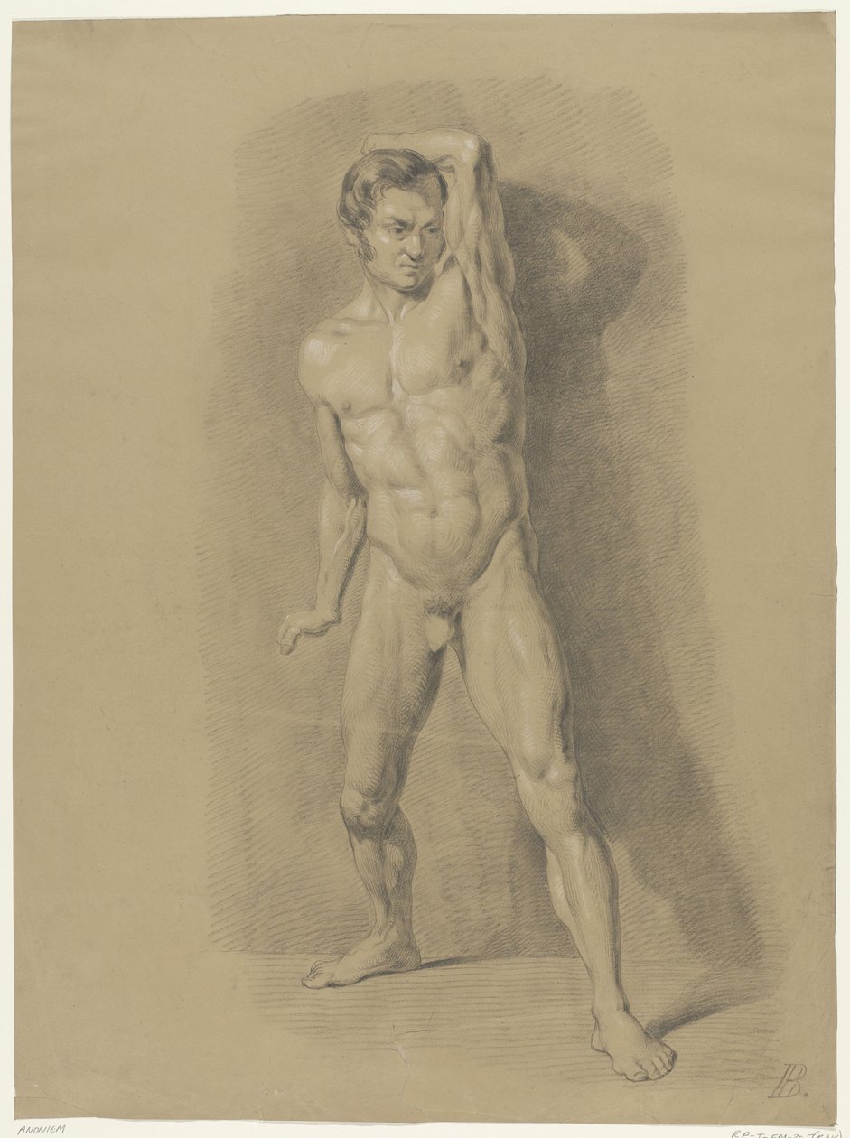Desnudo masculino de pie, de frente de Anonymous