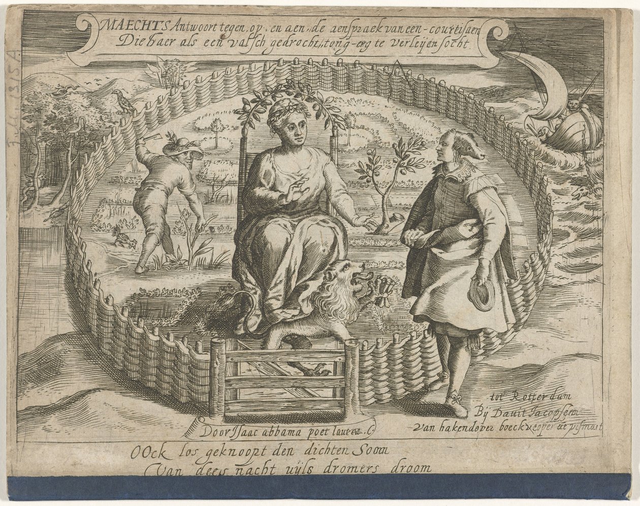 Portada del folleto: Maechts responde contra, sobre y aen, el discurso de una cortesana / Die haer als een false monstrosity, tongue-erg to leijen socht, 1617 de Anonymous