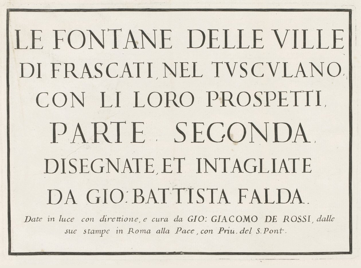 Impresión de título con título enmarcado Fontane delle ville di Frascati (título de la serie) Fuentes de Frascati (título de la serie) de Anonymous