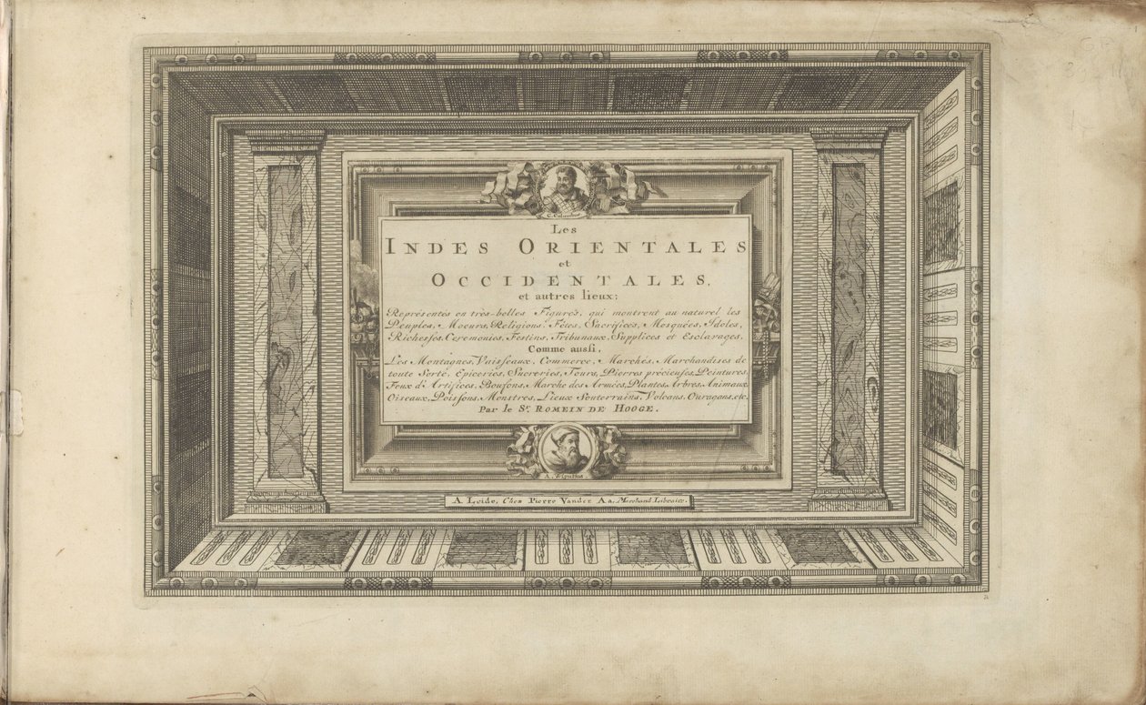 Titelprent voor: Las Indias Orientales y Occidentales y otros lugares Las Indias Orientales y Occidentales y otros lugares; representado en figuras muy hermosas, que muestran con naturalidad los pueblos, costumbres, religiones, fiestas, sacrificios, mezqui de Anonymous