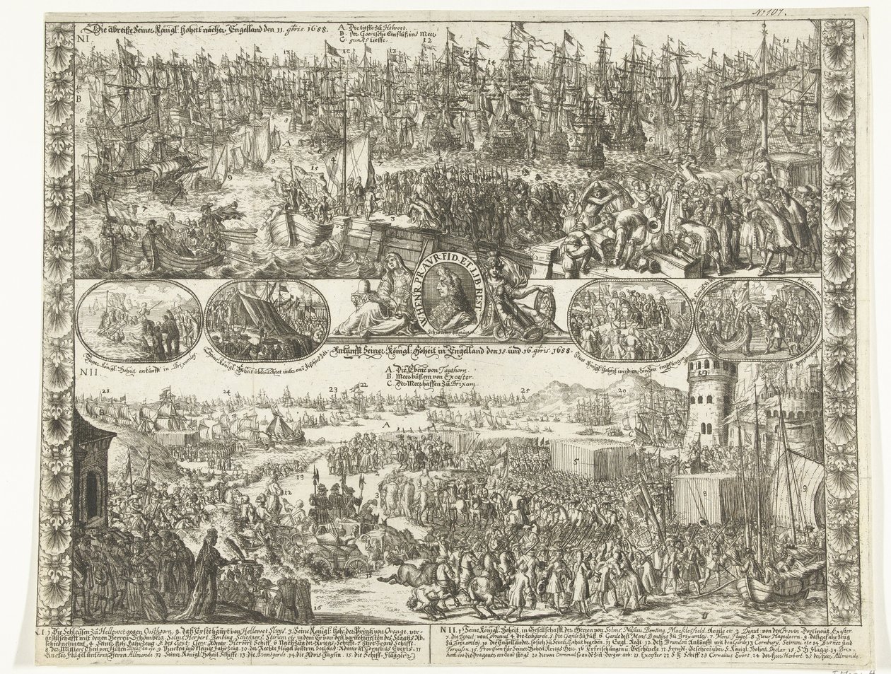 Hija de Willem III a Inglaterra, 1688 La demolición de Sus reyes: Alteza en Inglaterra el 11 de noviembre de 1688 / Llegada de Sus reyes: Alteza en Inglaterra el 15 y 16 de noviembre de 1688 (título sobre objeto) de Anonymous