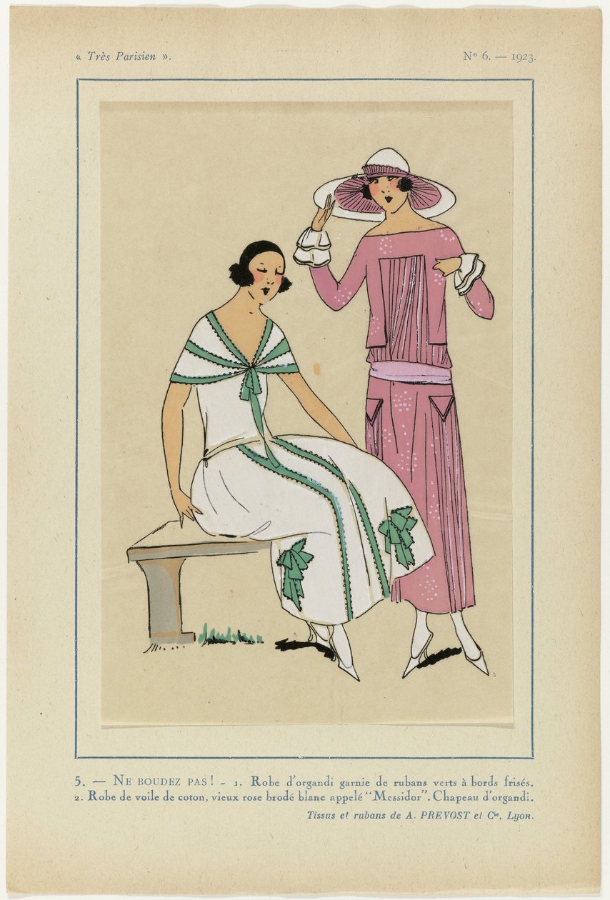 Muy parisino, 1923, nº 6: 5.- ¡NO ALMA! - 1. Vestido de organdí... de Anonymous