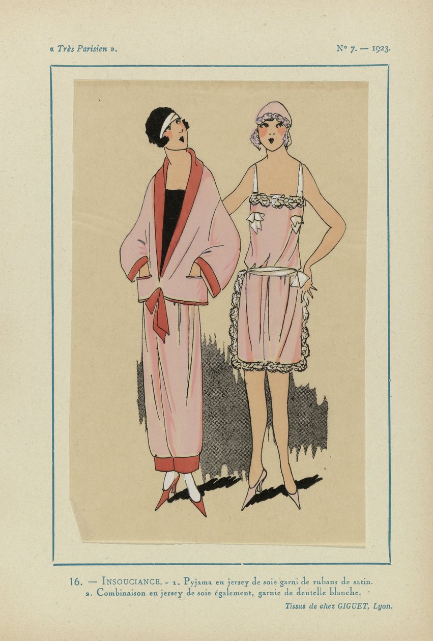 Muy parisino, 1923, nº 7: 16.- CUIDADO. - 1. Pijama en jersey de seda... de Anonymous