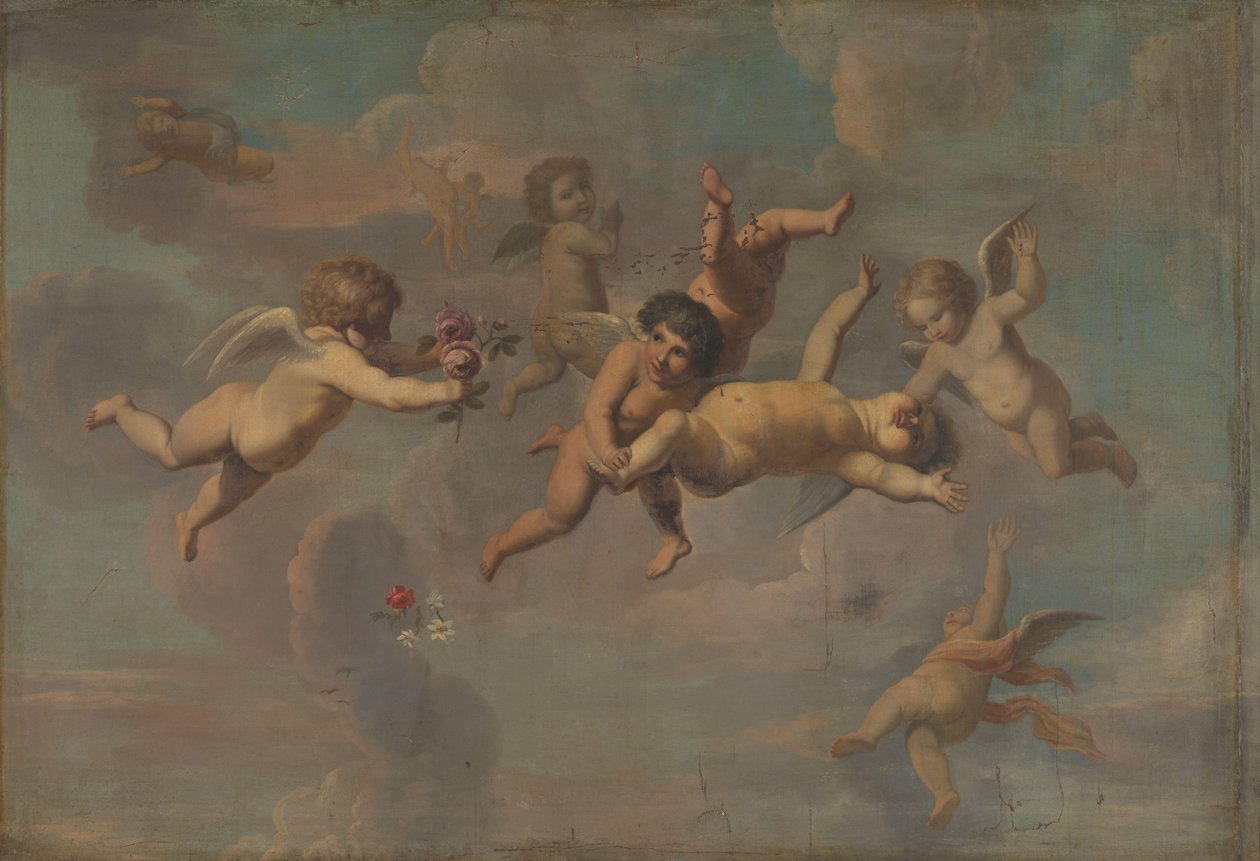 Putti con flores de Anonymous