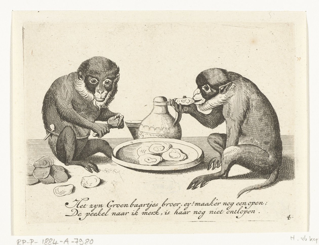 Dos monos comen ostras Varias empresas de la vida humana presentadas por simios (título de la serie) ¿Qué es lo que me ve en este mundo? / Es un juego de Aape, y no de otro modo (título de la serie) de Anonymous