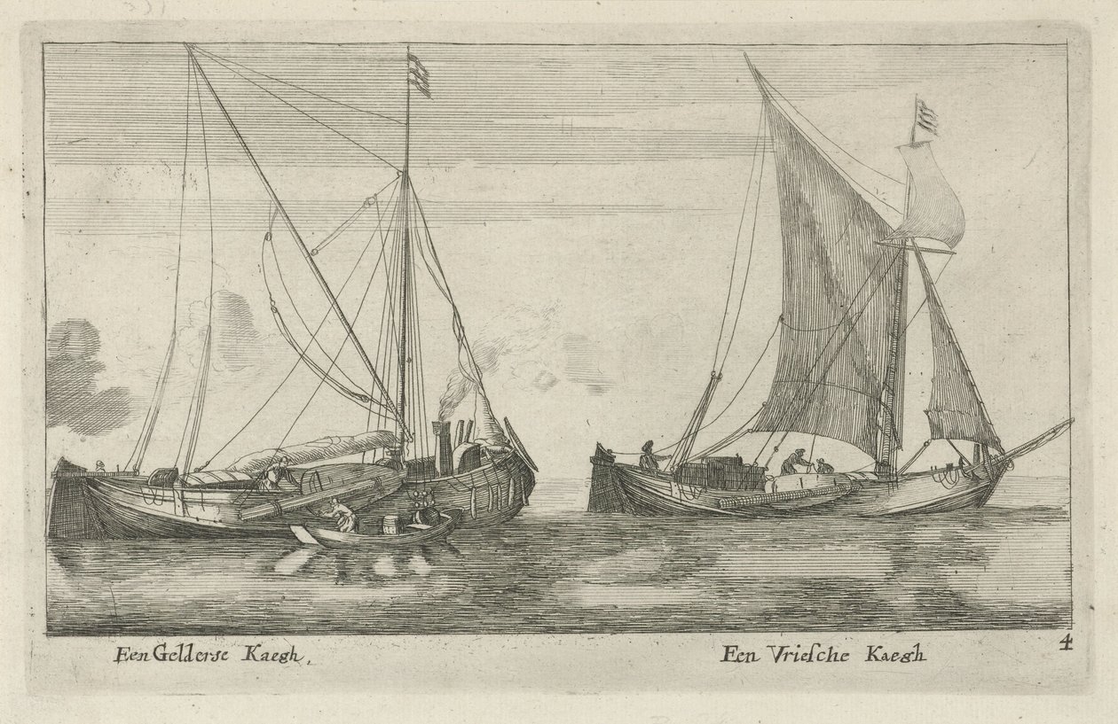 Dos barcos: un frisian kaag y un gelderse kaag A Gelderse Kaegh, A Vriese Kaegh (título sobre el objeto) de Anonymous