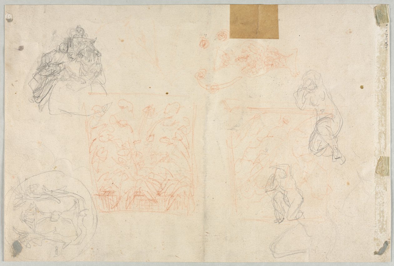 Various Sketches of Figures and Plants (verso) de Anonymous
