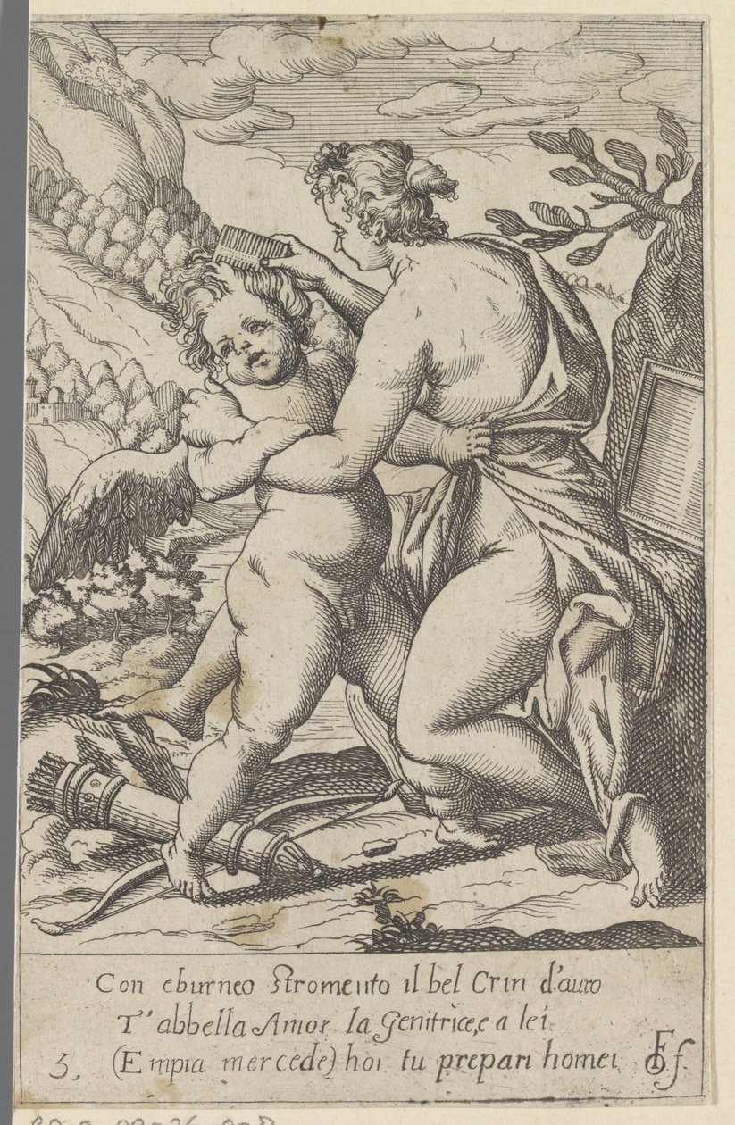 Venus peina el cabello de Amor. Escenas con Venus y Amor (copias) (título de serie) Scherzi d