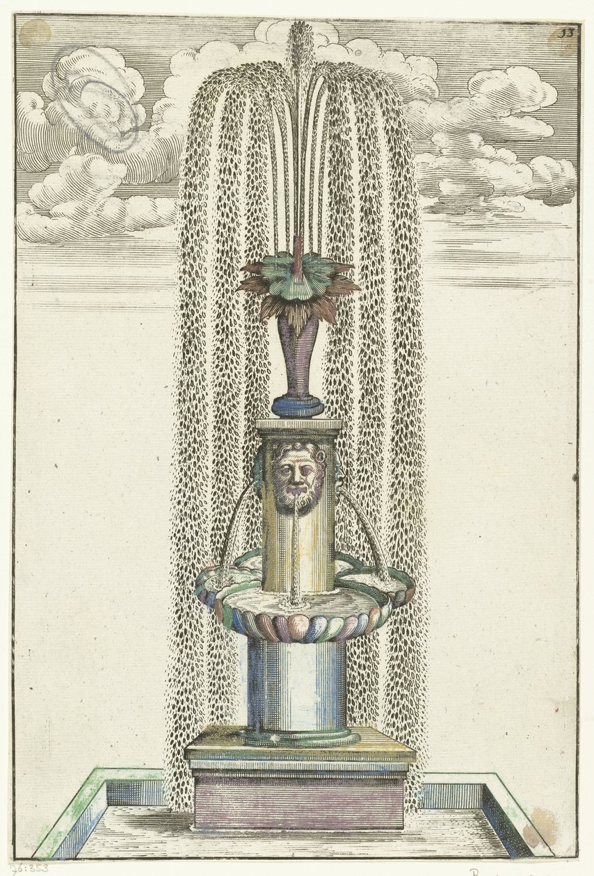 Lavabo cuadrado con columna sobre pedestal cuadrado Architectura Curiosa Nova (título de la serie) de Anonymous