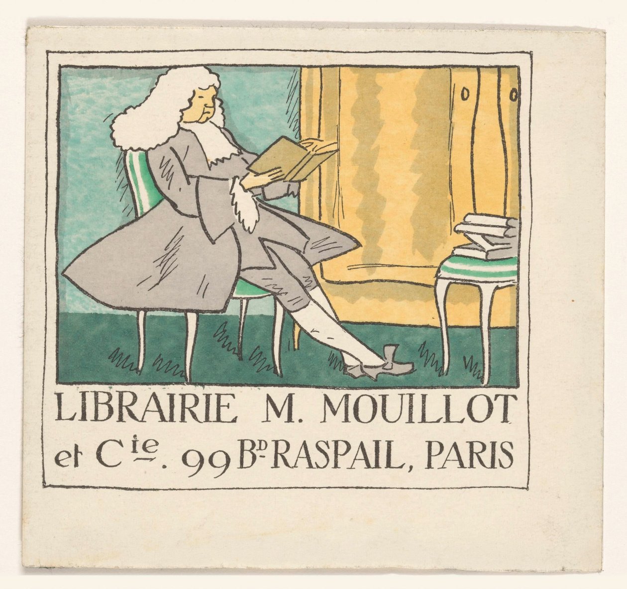 Tarjeta de visita de la librería M. Mouillot et cie en París de Anonymous