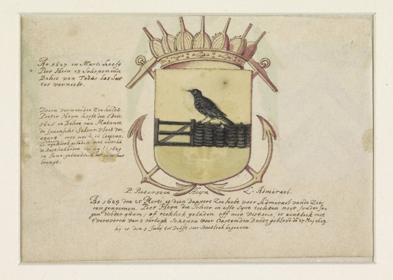 Escudo de Van Dorth y del almirante Jacob Willekens y un escudo en blanco de Anonymous