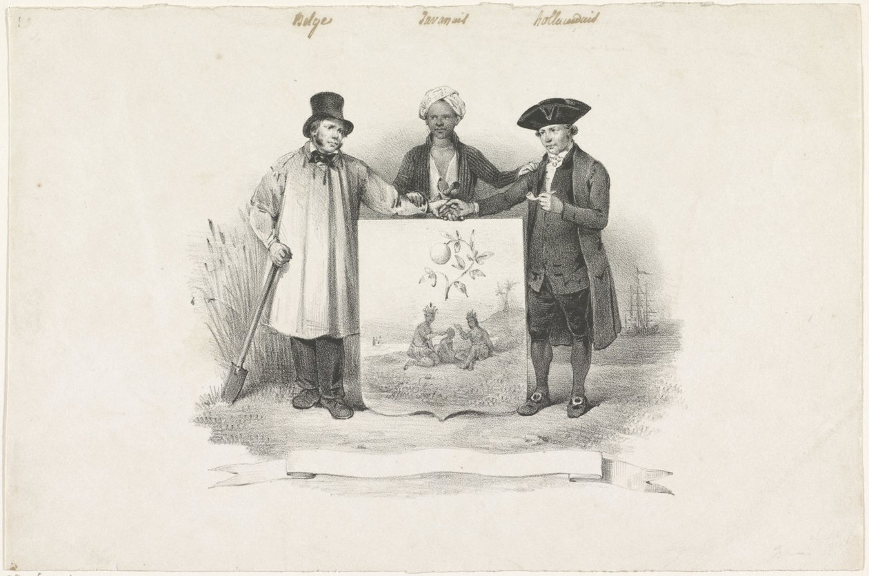 Escudo de armas con belga, javanés y holandés, 1826 de Anonymous