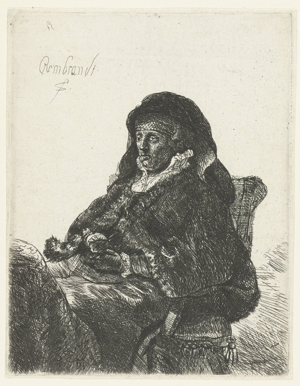 viuda con guantes negros La madre de Rembrandt como viuda de Anonymous