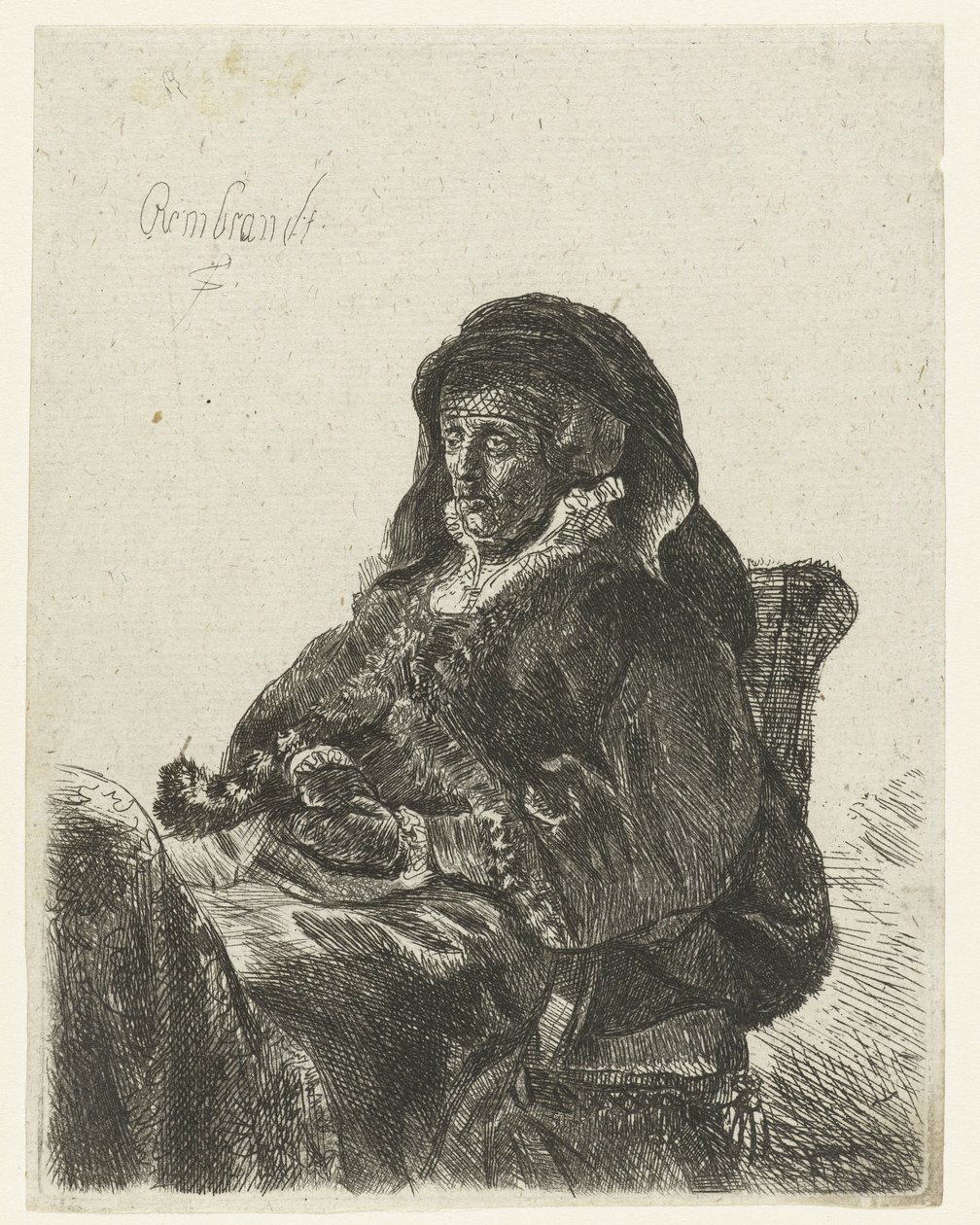 viuda con guantes negros La madre de Rembrandt como viuda de Anonymous