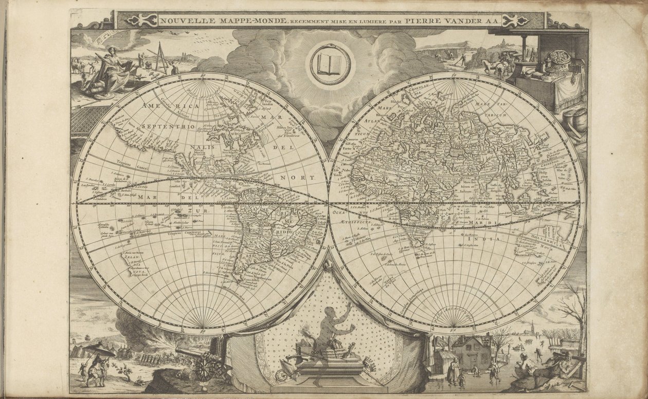 Wereldkaart Mapa del Nuevo Mundo (título en el objeto) Las Indias Orientales y Occidentales y otros lugares (título de la serie) de Anonymous