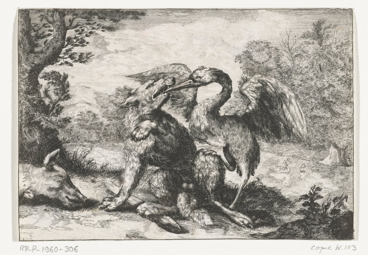 lobo y grulla de Anonymous
