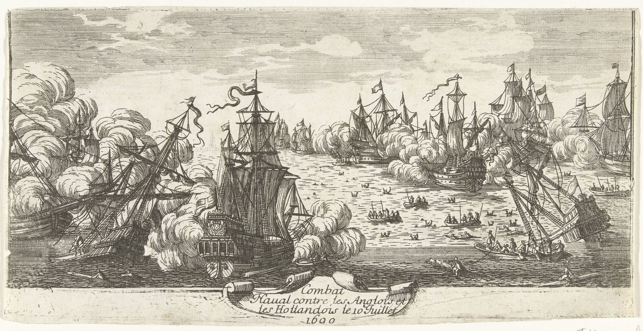 Zeeslag bij Beachy Head, 1690 Combate naval contra los ingleses y los holandeses el 10 de julio de 1690 (título sobre el objeto) de Anonymous