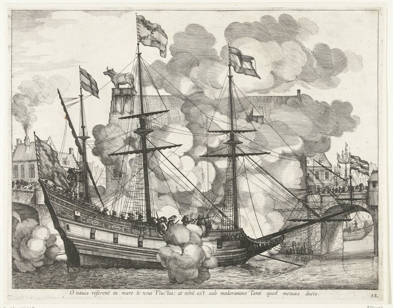Zeilschip, naar rechts; intocht van Ferdinand te Gent en 1635 (n.º 38) Oh barco, nuevas Olas te llevarán al mar: pero no hay nada bajo el control de Aquel a quien temes conducir (título sobre el objeto) El barco triunfante de otros marineros de Anonymous