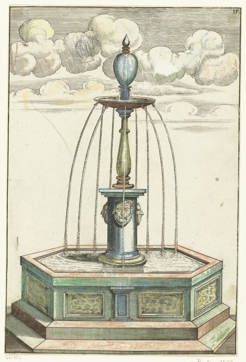 Lavabo hexagonal con columna corta Architectura Curiosa Nova (título de la serie) de Anonymous