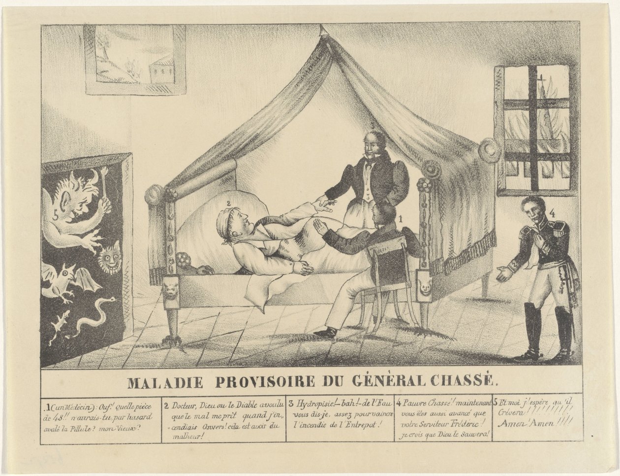 Ziekbed van generaal Chassé, 1830 Enfermedad temporal del General Chassé (título sobre objeto) de Anonymous