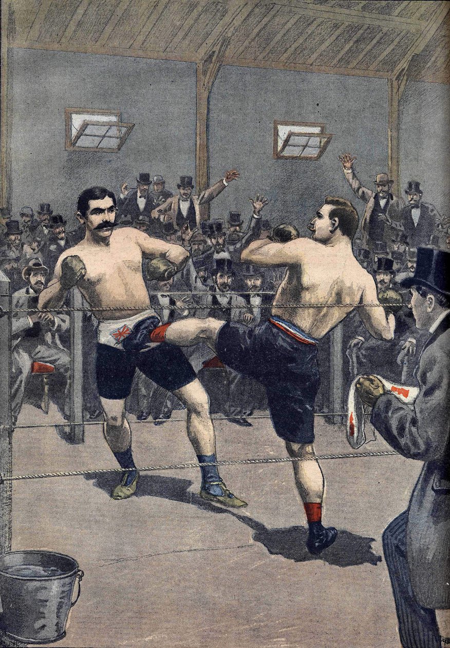 Un asalto de boxeo: victoria del campeón francés Joseph Charlemont (1839-1918) contra Jerry Discroll con la técnica de 