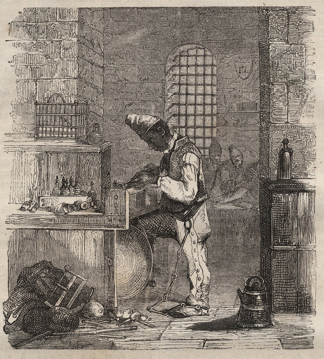 Una fuerza de trabajo en el Bagne de Brest en el siglo XIX. Grabado en “Histoire des bagnes depuis leur création à nos jours” (1877) de Pierre Zaccone (1817-1895). Colección privada. de Anonymous Anonymous