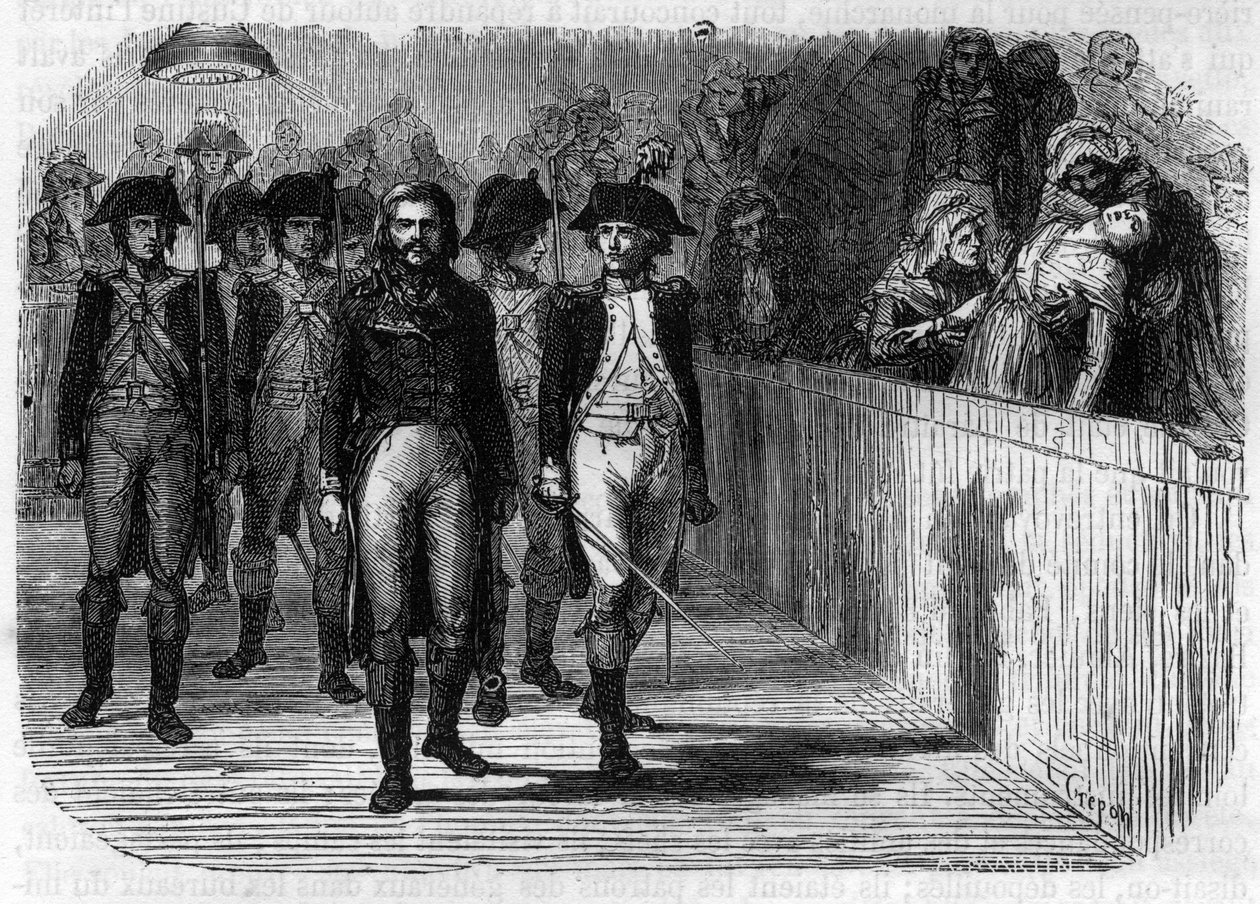 Adam Philippe de Custine (1740-1793) general francés ante el tribunal revolucionario en 1793 - Grabado en “Histoire des Girondins” de Alphonse de Lamartine (1790-1869) 1865-1866 - Colección privada de Anonymous Anonymous