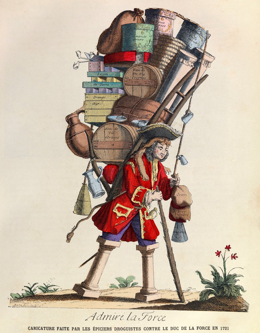 Admire La Force Caricatura hecha por los boticarios de París contra el Duque de La Force en 1721 (reinado del rey Luis XV) - Colección privada de Anonymous Anonymous