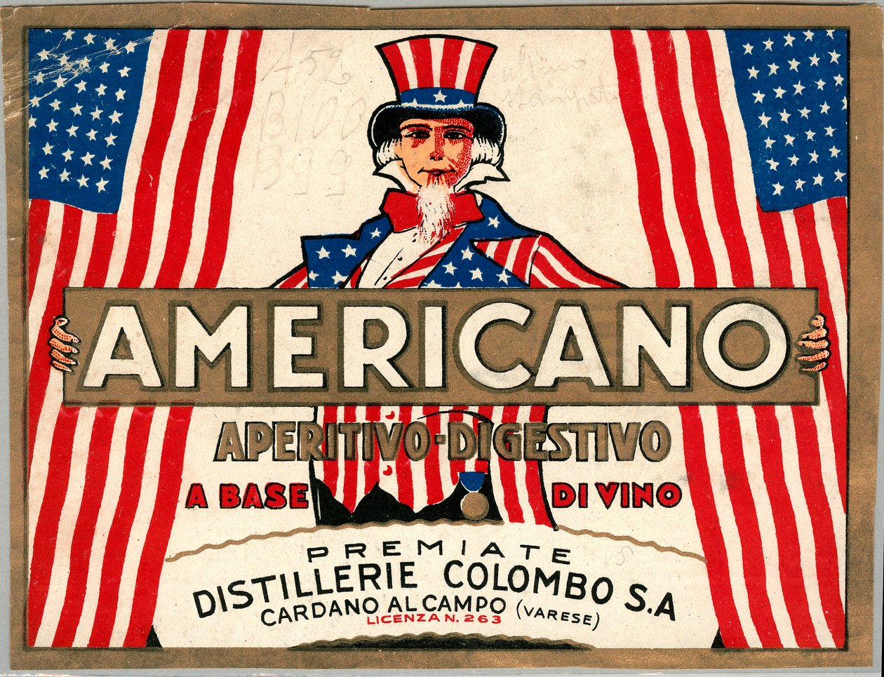 Anuncio de bebida corta italiana Americano, con personificación alegórica de América Tío Sam de Anonymous Anonymous