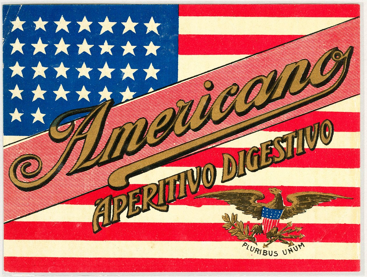 Anuncio de bebida corta italiana Americano, con bandera americana de Anonymous Anonymous