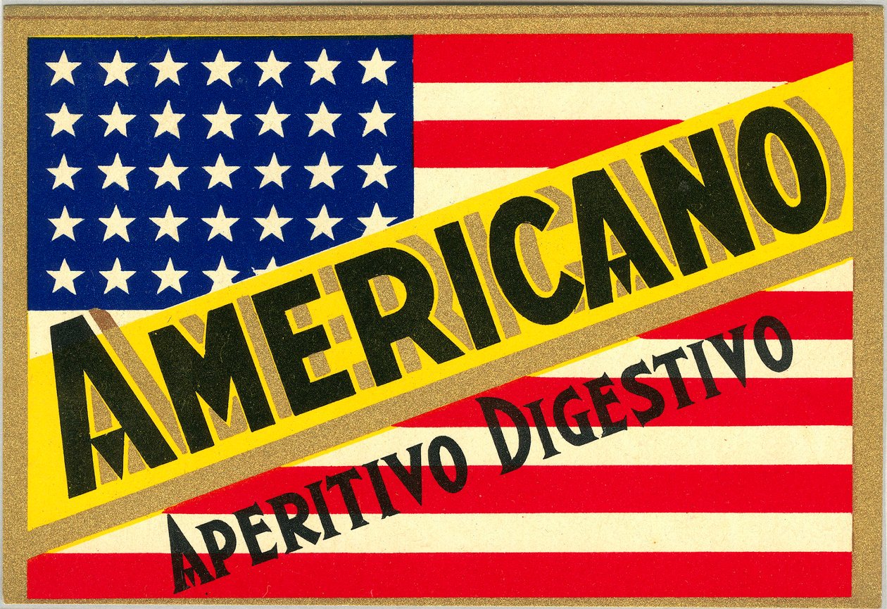Anuncio de bebida corta italiana Americano, con bandera americana de Anonymous Anonymous