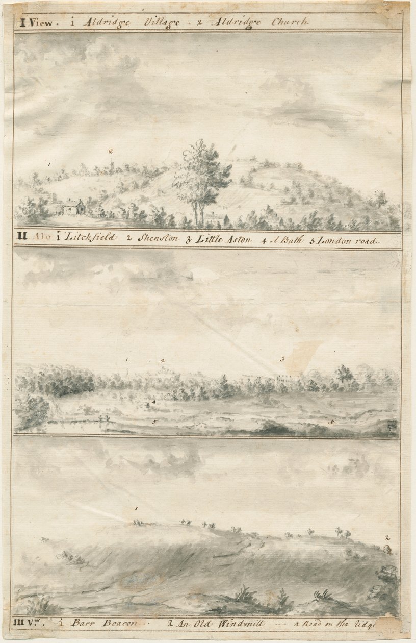 Vista panorámica de Aldridge: dibujo en sepia, nd [?siglo XIX] de Anonymous Anonymous