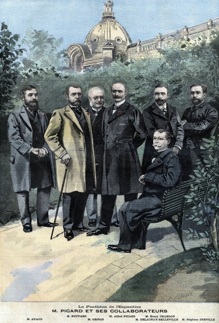 Alfred Picard comisario general de la exposición de 1900 con sus colaboradores Delaunay Belleville, Stéphane Derville, Bouvard, Grison y François Arago de Anonymous Anonymous