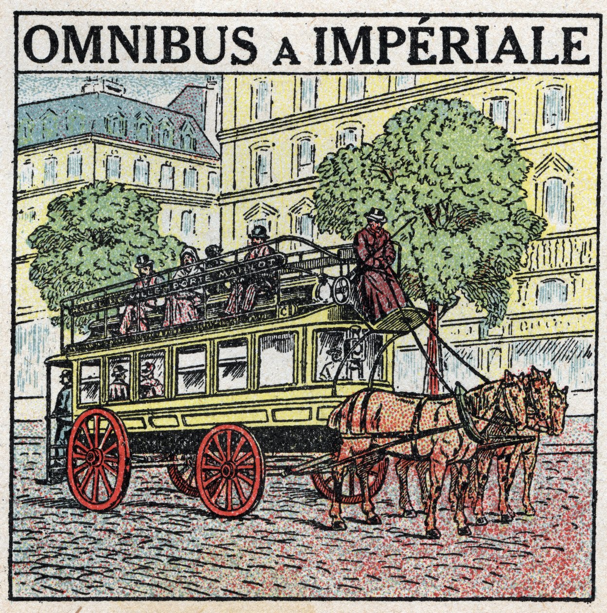 Tracción animal: ómnibus a imperial en el siglo XIX. Ilustración anónima de 1925. Colección privada. de Anonymous Anonymous